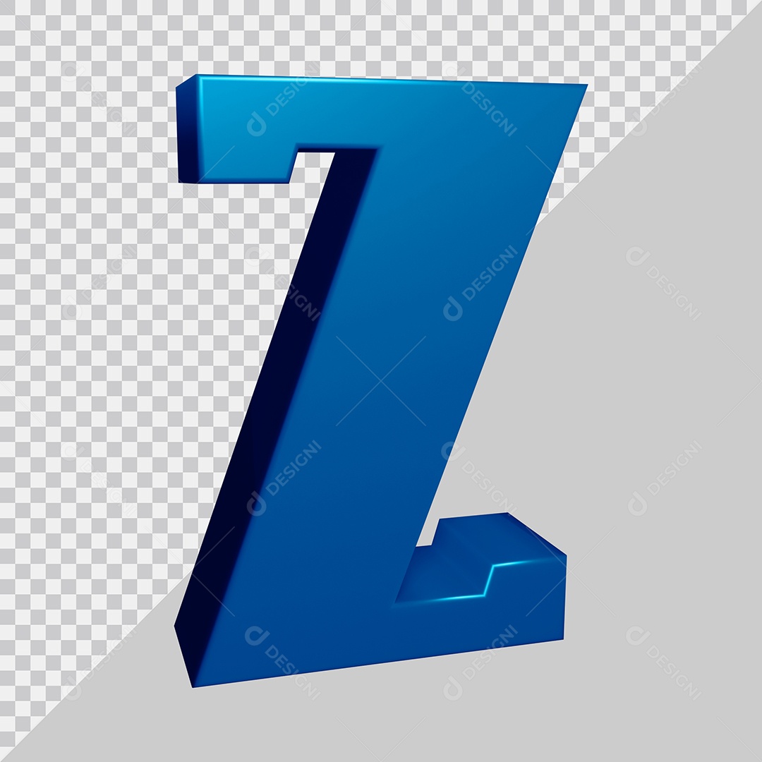Elemento 3D Para Composição Letra Z Azul PSD