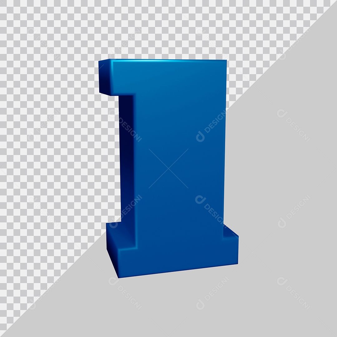 Elemento 3D Para Composição Número 1 Azul PSD