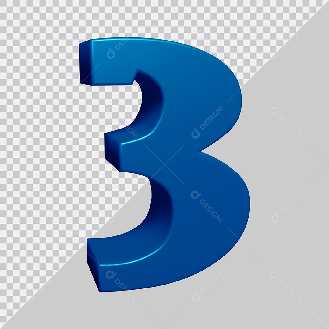 Elemento 3D Para Composição Número 3 Azul PSD