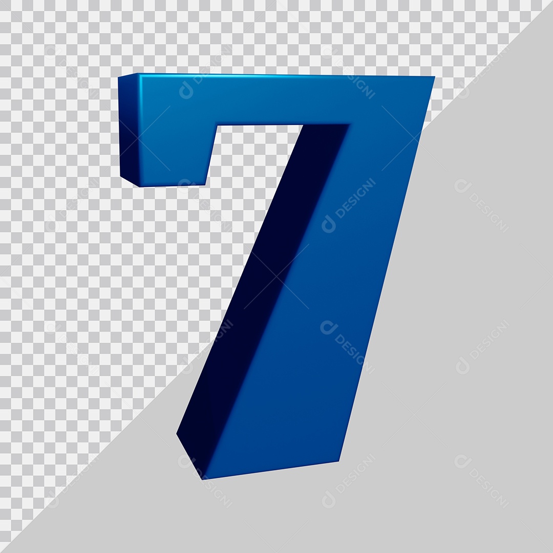 Elemento 3D Para Composição Número 7 Azul PSD