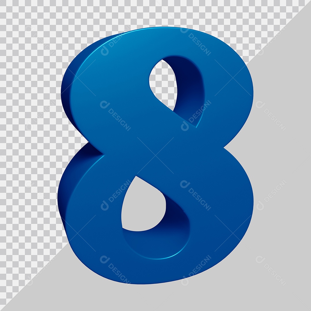 Elemento 3D Para Composição Número 8 Azul PSD