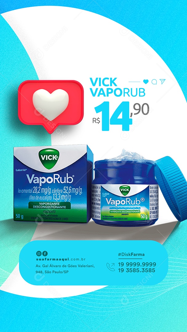Story Vick Vaporub Farmácia Social Media PSD Editável