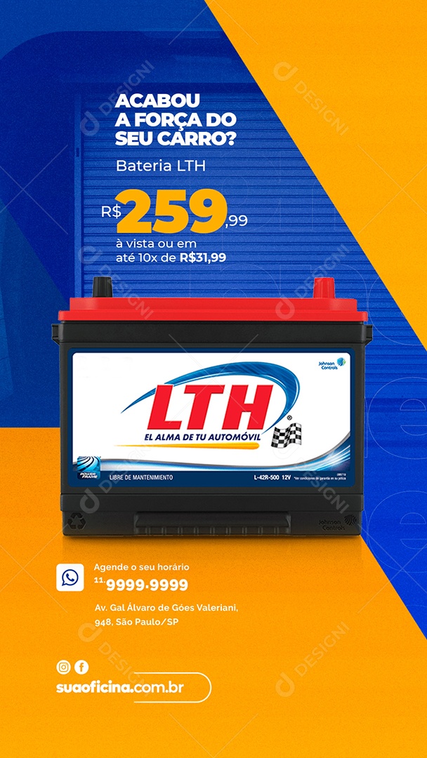 Story Acabou a força do seu Carro Oficina Social Media PSD Editável