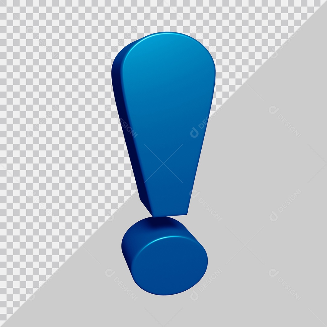 3D Element For Composition Blue Exclamation Mark Symbol PSD