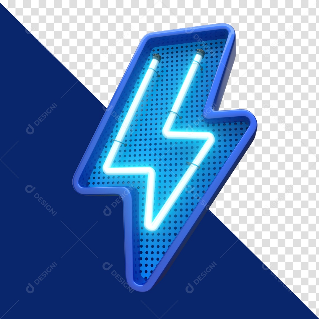 Raio Azul Com Forma Neon Elemento 3D PSD + PNG