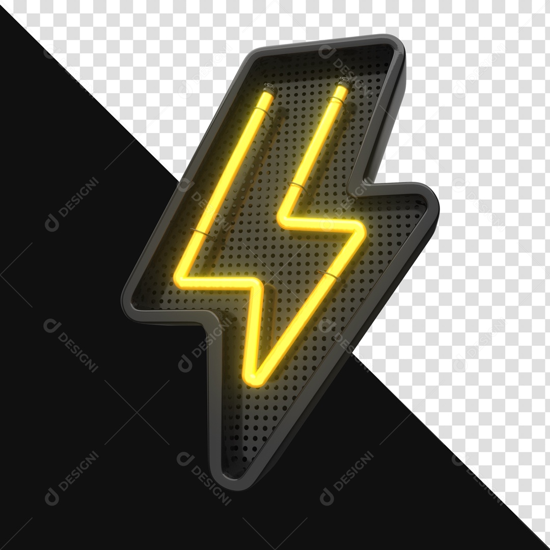 Raio Preto Com Forma Neon Dourada Elemento 3D PSD + PNG