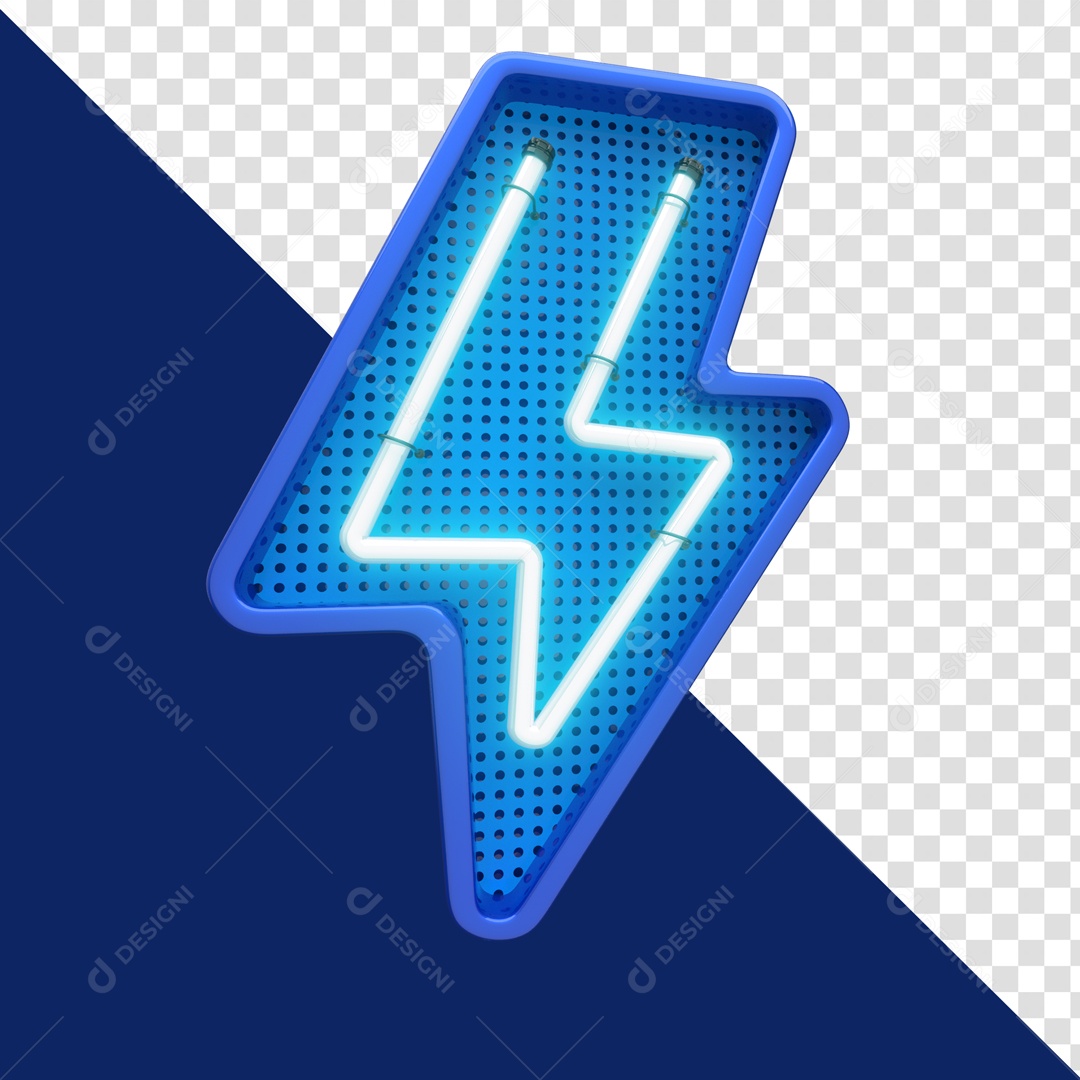 Raio Azul Com Forma Neon Elemento 3D PSD + PNG