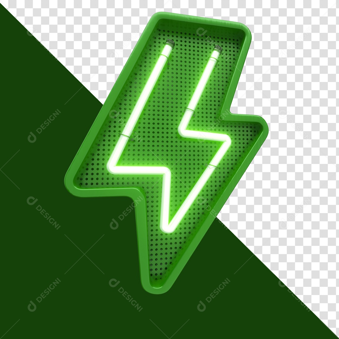 Raio Verde Com Forma Neon Elemento 3D PSD + PNG