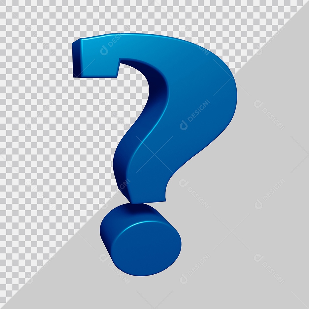Elemento 3D Para Composição Símbolo de ponto de interrogação Azul PSD