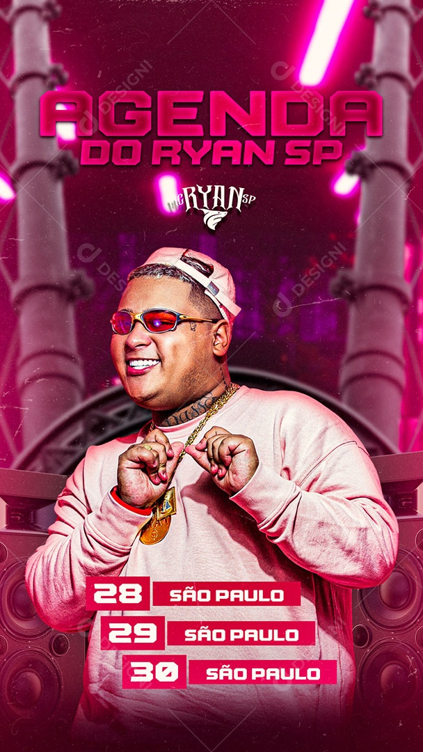 Flyer Agenda do MC Ryan Story Social Media PSD Editável