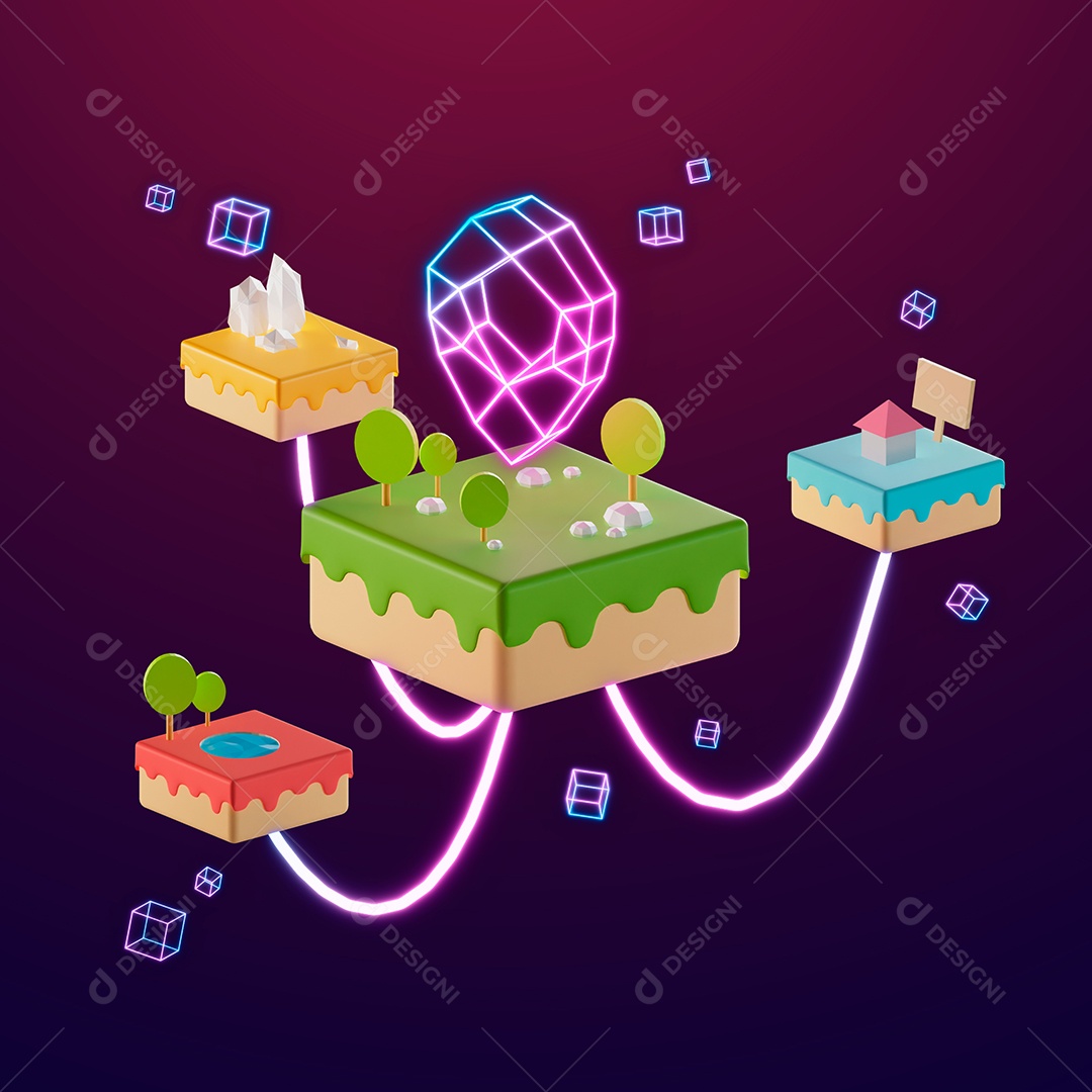 Aréa Plana e Vários Lugares ligados  a outras Elemento 3D para Composição PSD