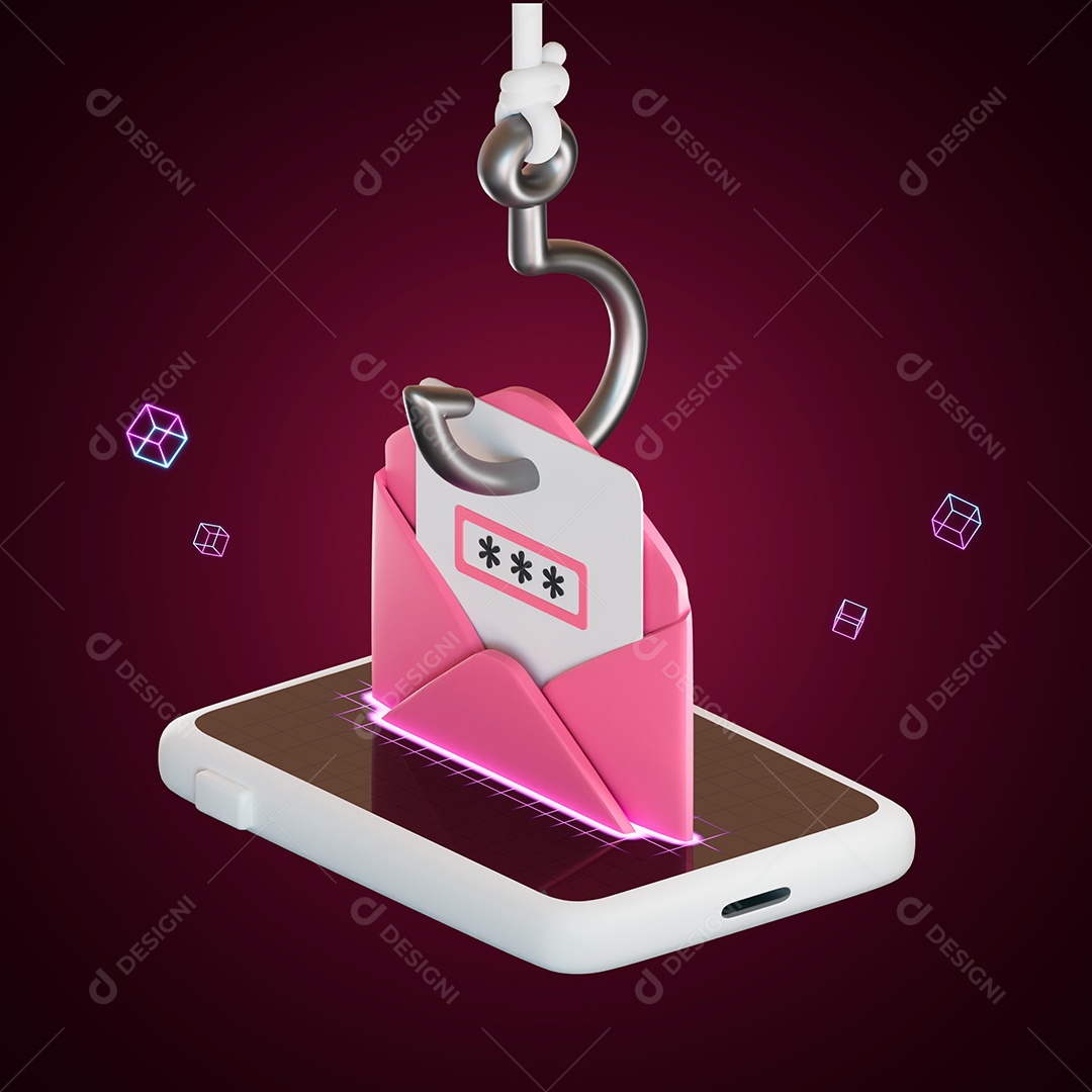 Chave de Segurança em Carta Rosa [Elemento 3D para Composição PSD