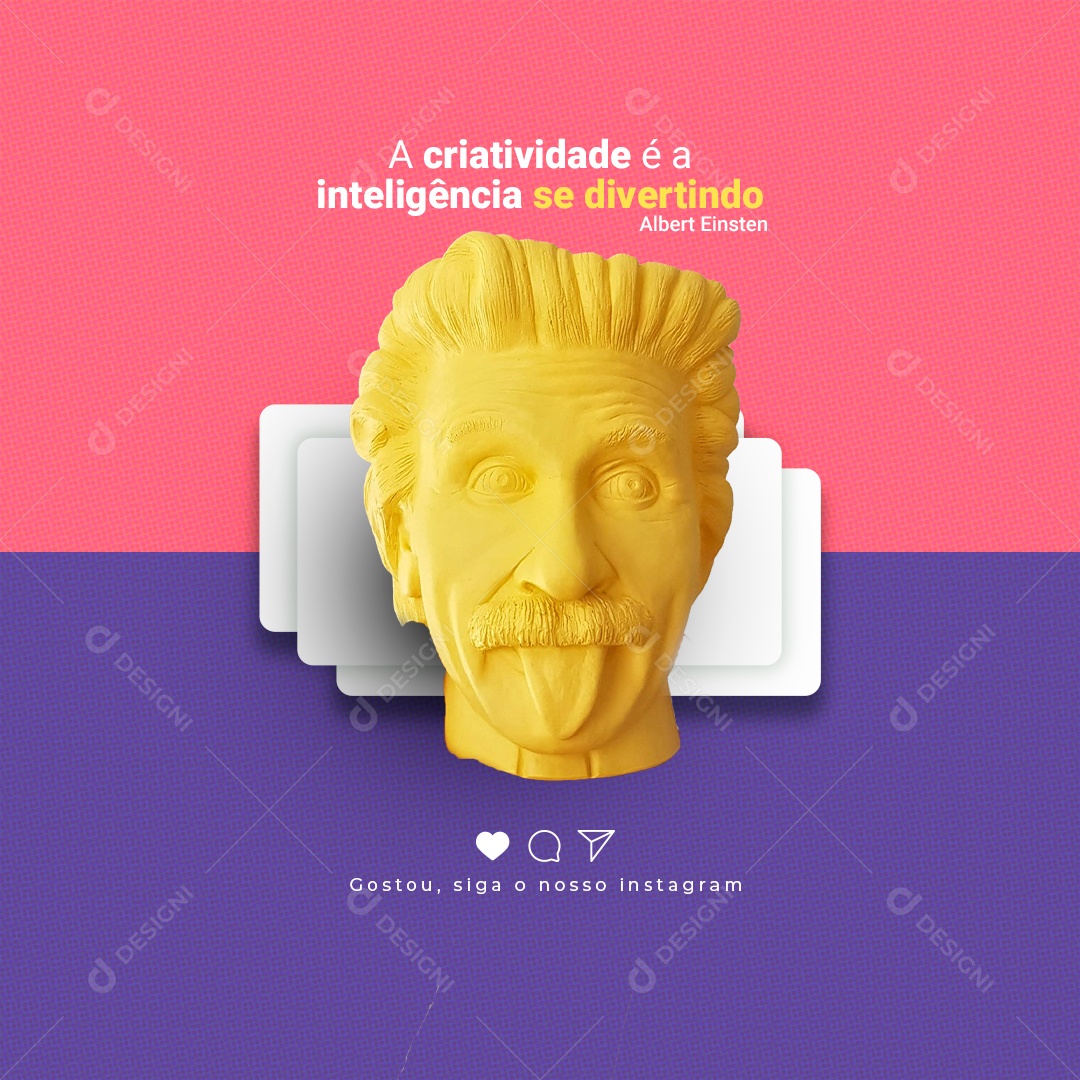 Social Media Frase Motivacional A Criatividade é a Inteligência se Divertindo PSD Editável