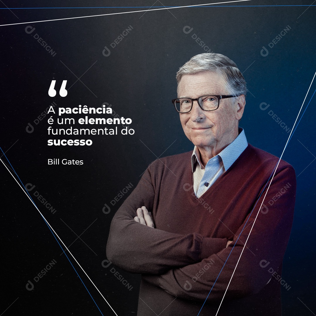 Social Media Frase Motivacional A Paciência é um Elemento Fundamental do Sucesso PSD Editável