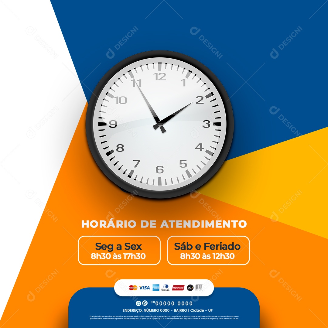 Horário de Funcionamento Materiais de Construção Social Media PSD Editável