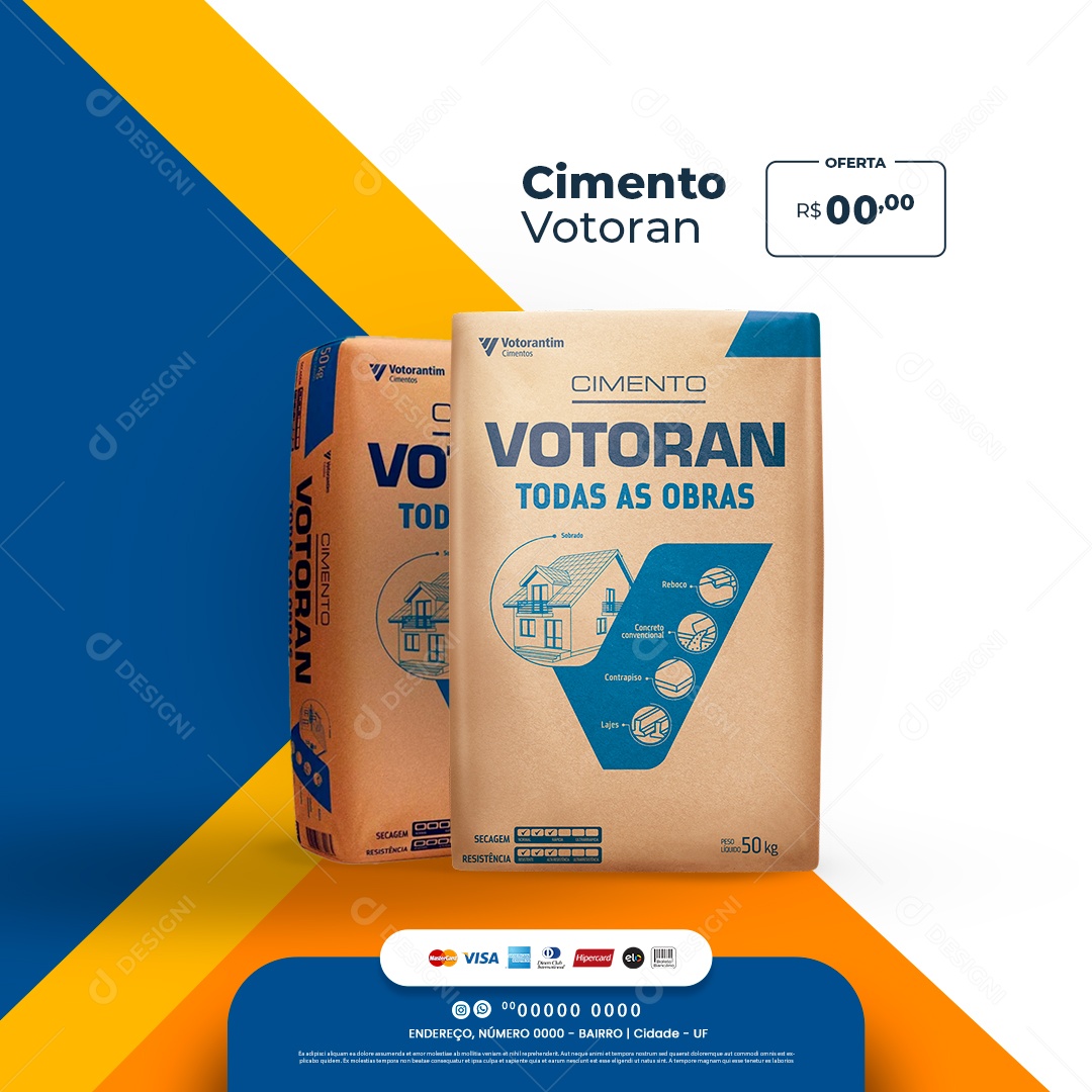 Materiais De Construção Cimento Votoran Social Media PSD Editável