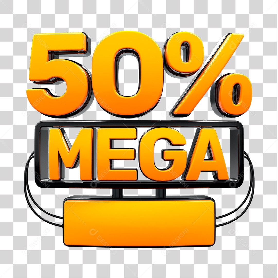 Elemento 3D 50% Mega PNG Transparente Sem Fundo
