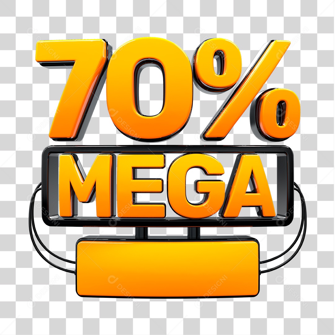 Elemento 3D 70% Mega PNG Transparente Sem Fundo