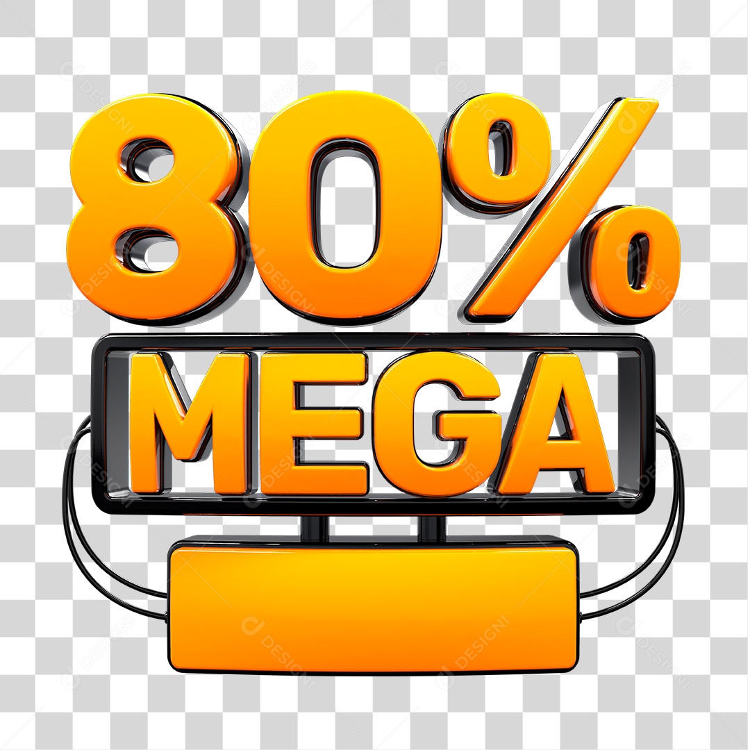 Elemento 3D 80% Mega PNG Transparente Sem Fundo