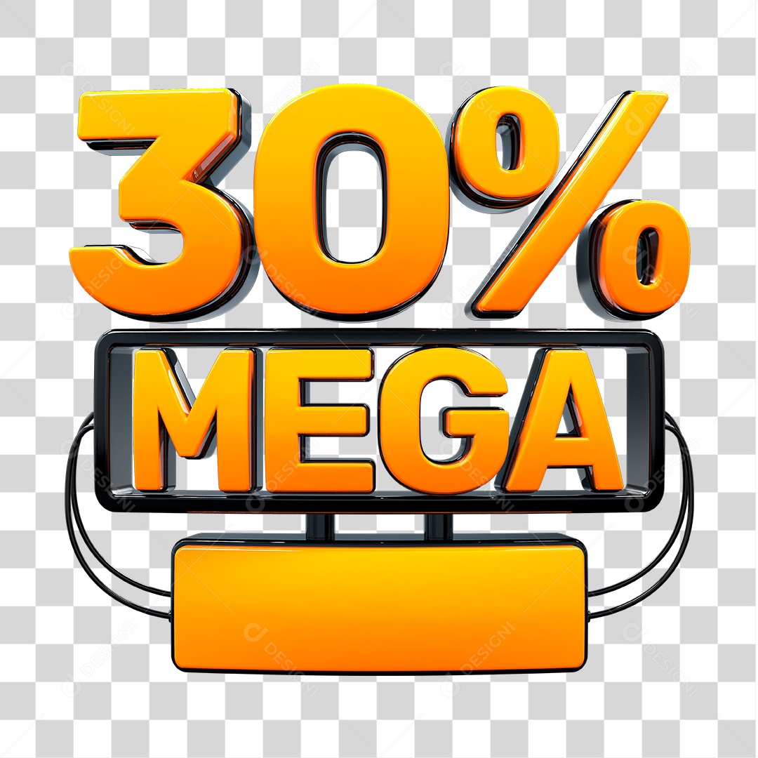 Elemento 3D 30% Mega PNG Transparente Sem Fundo