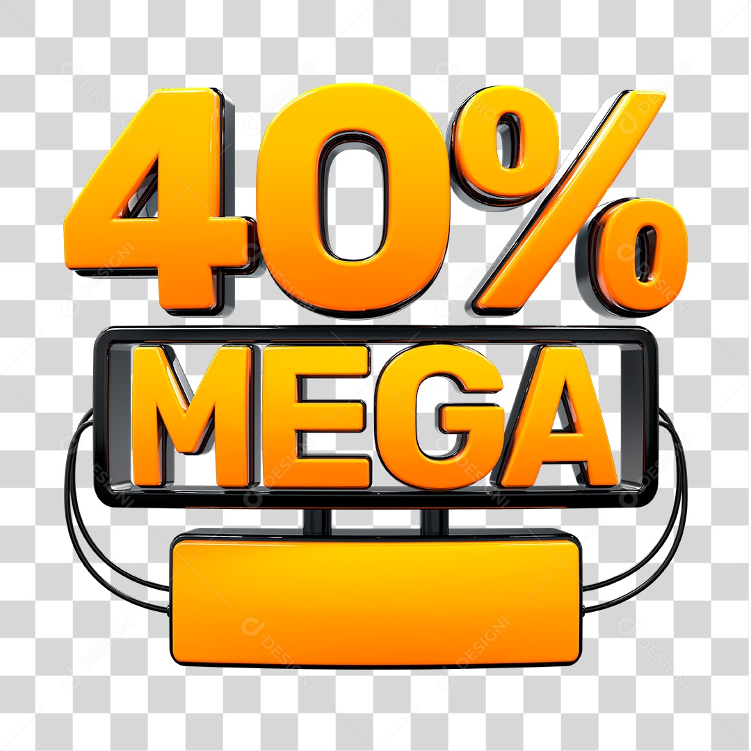 Elemento 3D 40% Mega PNG Transparente Sem Fundo