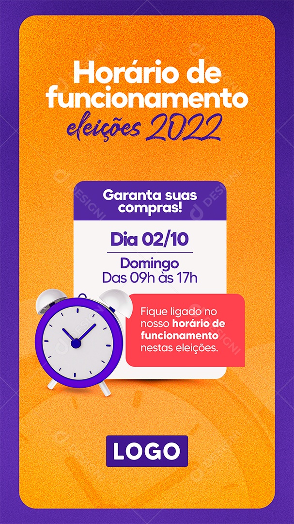 Story Horário de Funcionamento Eleições 2022 Política Social Media PSD Editável