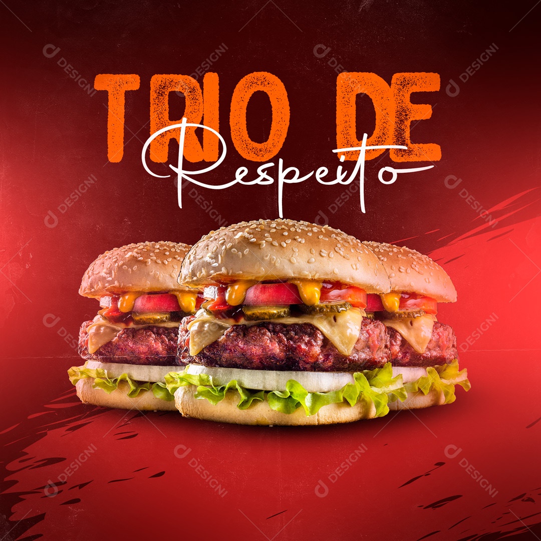 Social Media Hamburgueria Trio de Respeito PSD Editável