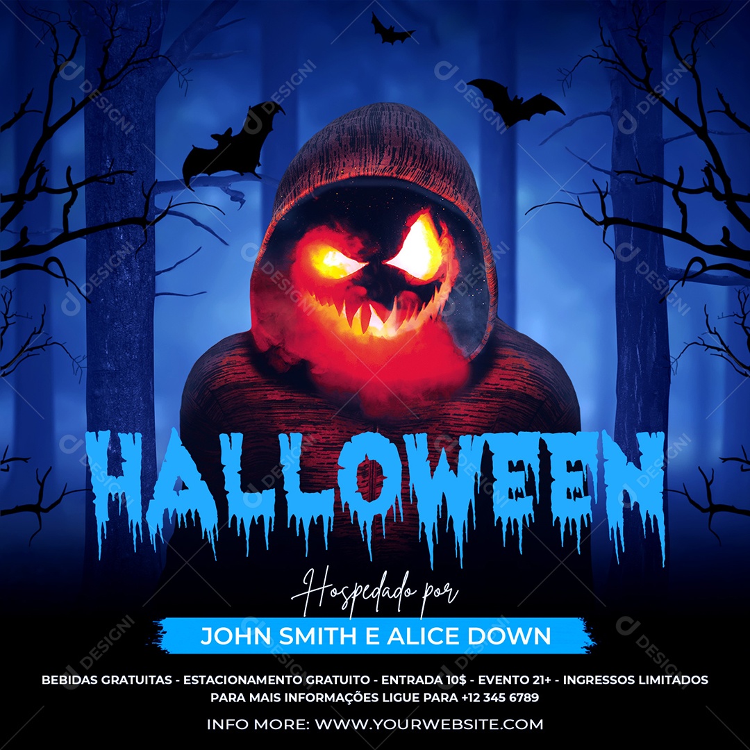 Social Media Template Halloween Festa Eventos PSD Editável
