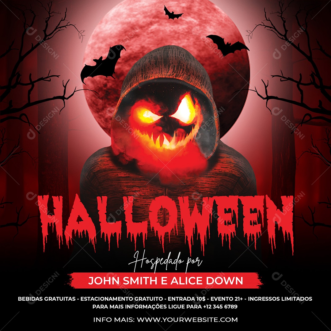 Social Media Template Halloween Festa Eventos PSD Editável