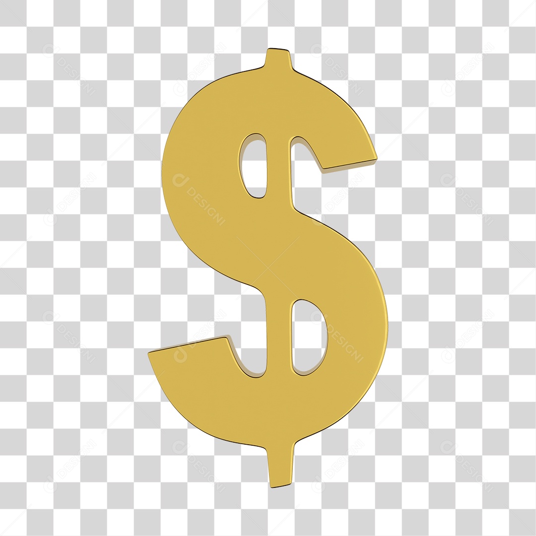 Cifrão Dinheiro Sem fundo Dourado 3D