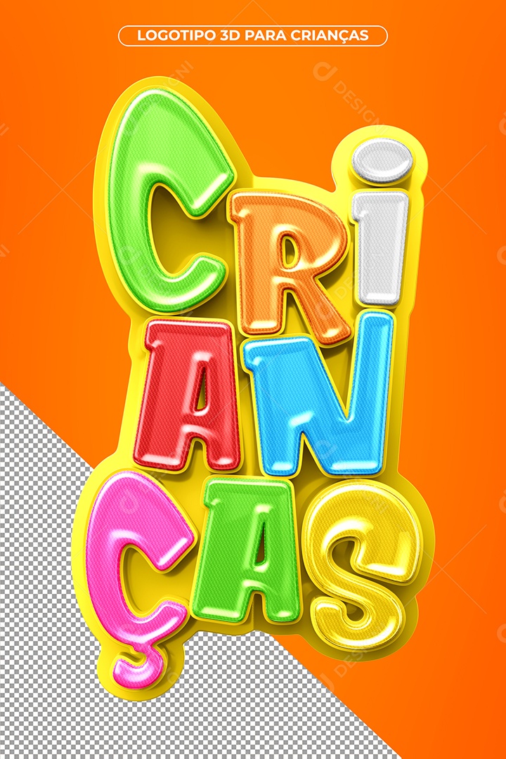 Crianças Selo 3D Azul  Laranja para COmposição PSD