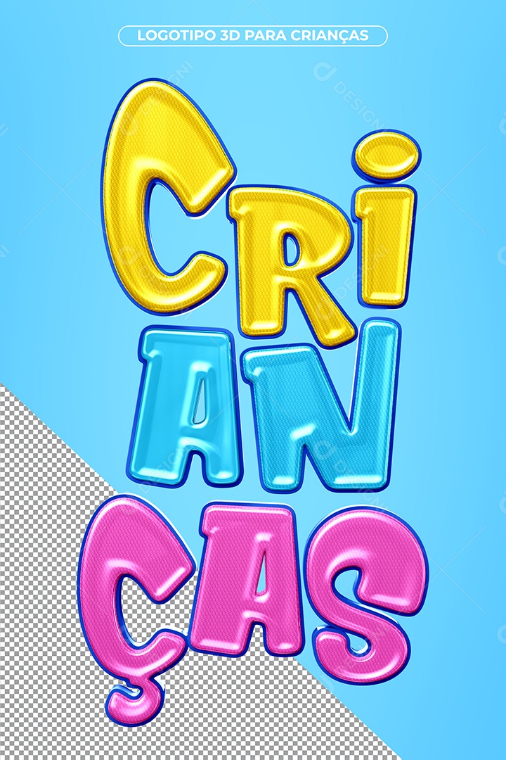 Crianças Selo 3D Azul para Composição PSD