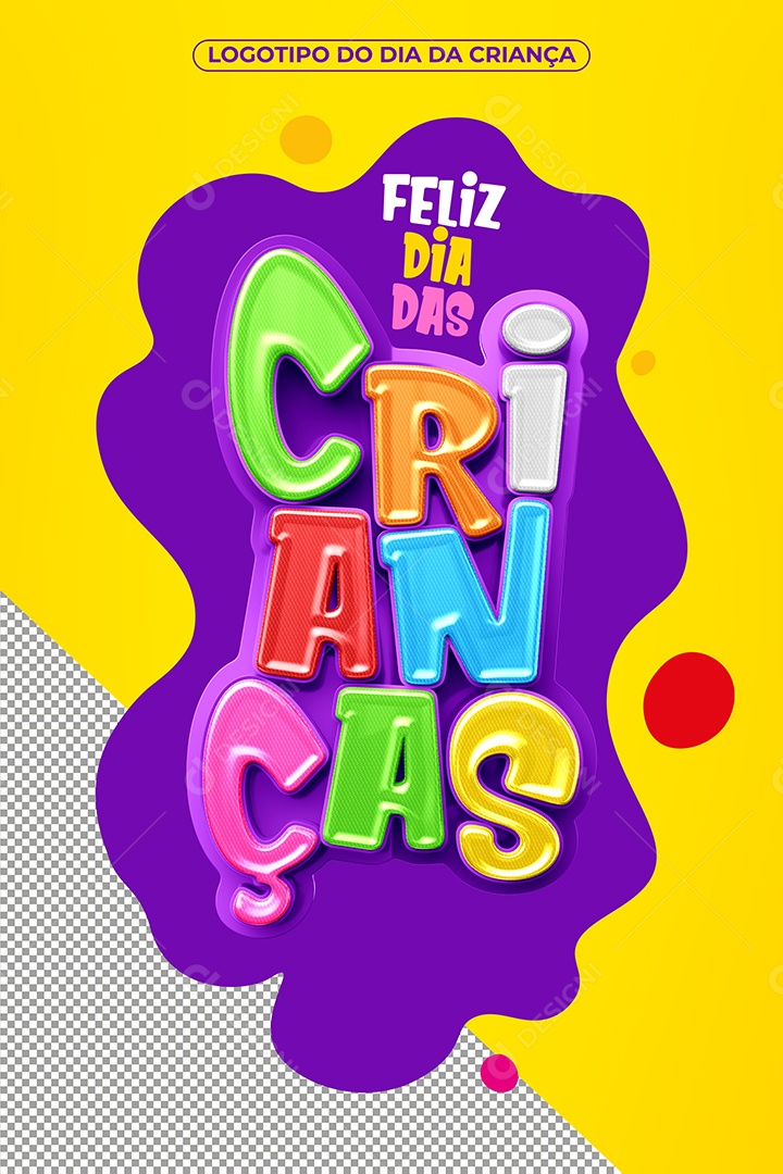 Feliz Dia das Crianças Selo Roxo para Composição PSD