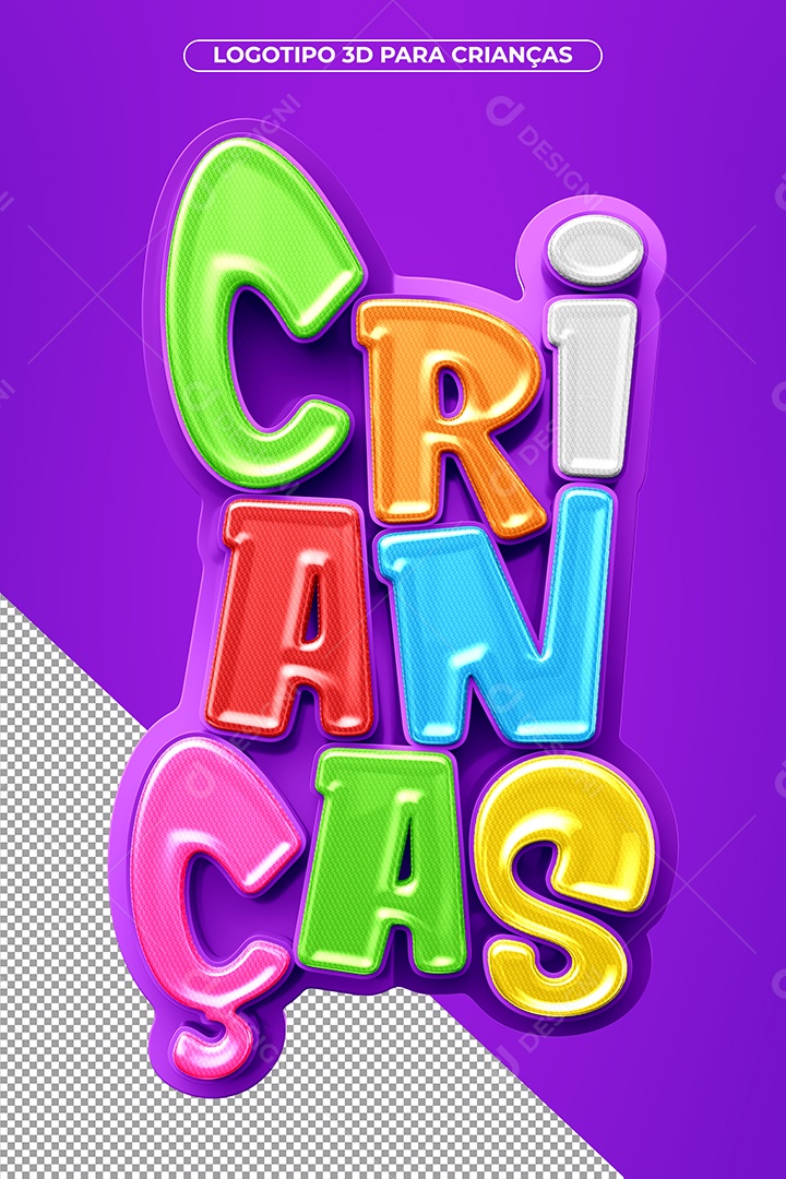 Dia Das Crianças Selo 3D Roxo para Composição PSD