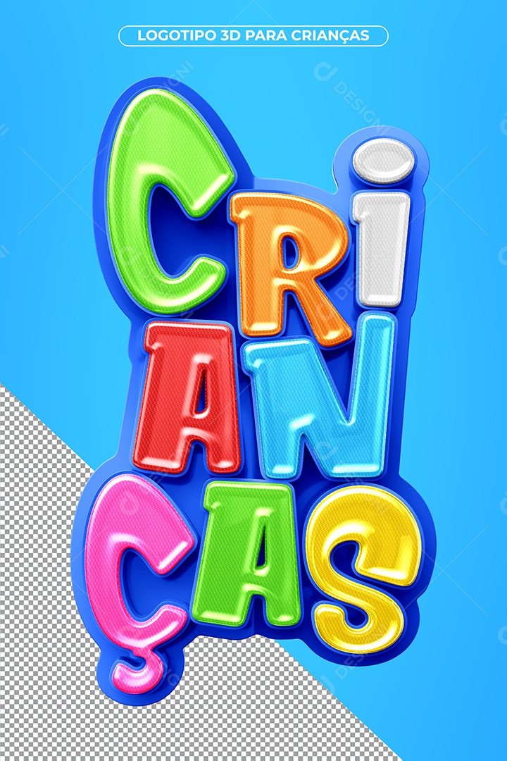 Crianças Selo 3D Azul para Composição PSD
