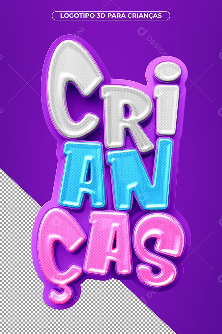 Crianças Selo 3D Roxo para Composição PSD