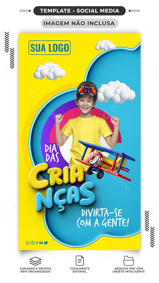 Sory Divirta se com a Gente Dia das Crianças Social Media PSD Editável