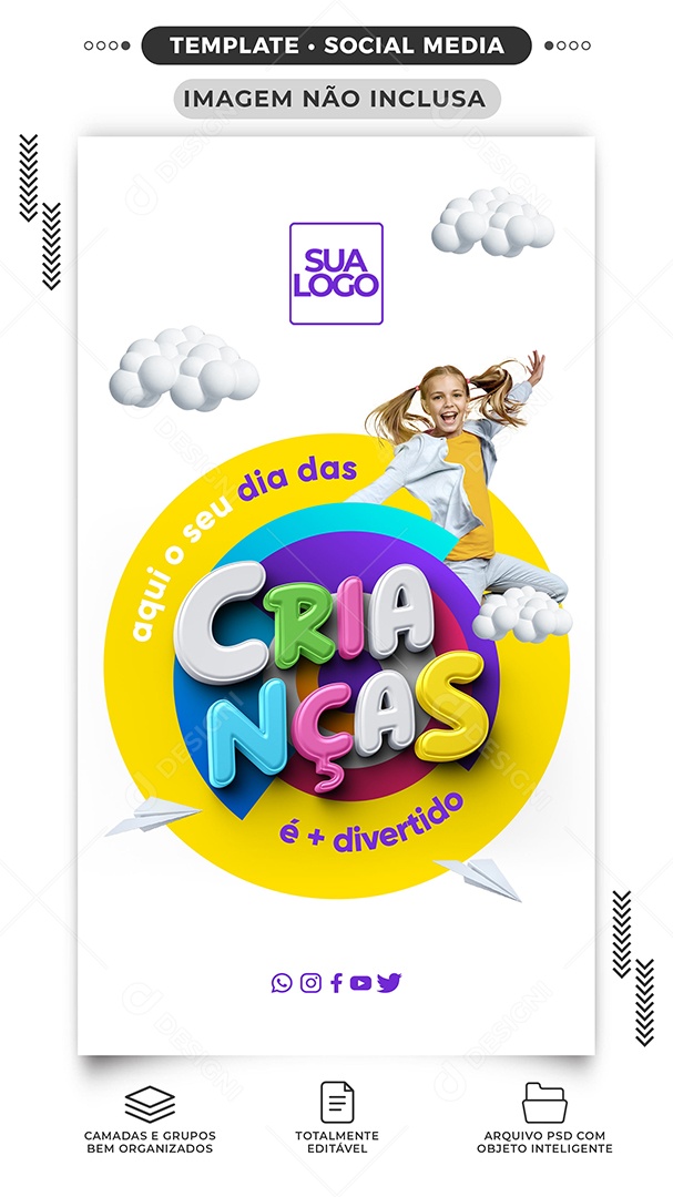Story Aqui o seu Dia das Crianças  é + Diverto Social Media PSD Editável