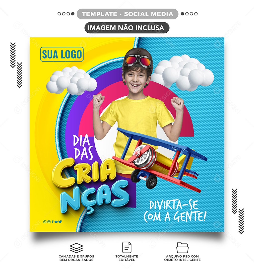 Divirta se com a Gente Dia das Crianças Social Media PSD Editável