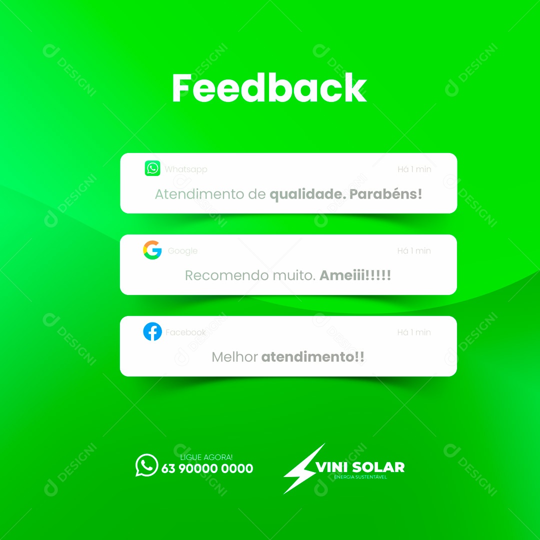 Social Media Feedback Energia Solar PSD Editável