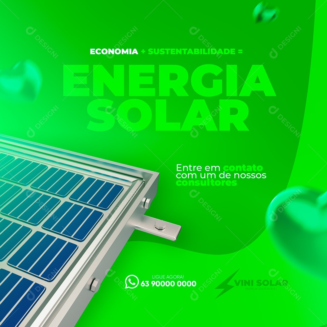 Energia Solar Energia Sustentável Social Media PSD Editável