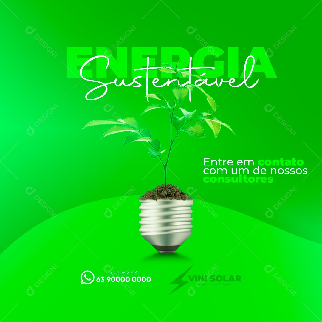 Social Media Energia Solar Energia Sustetável PSD Editável