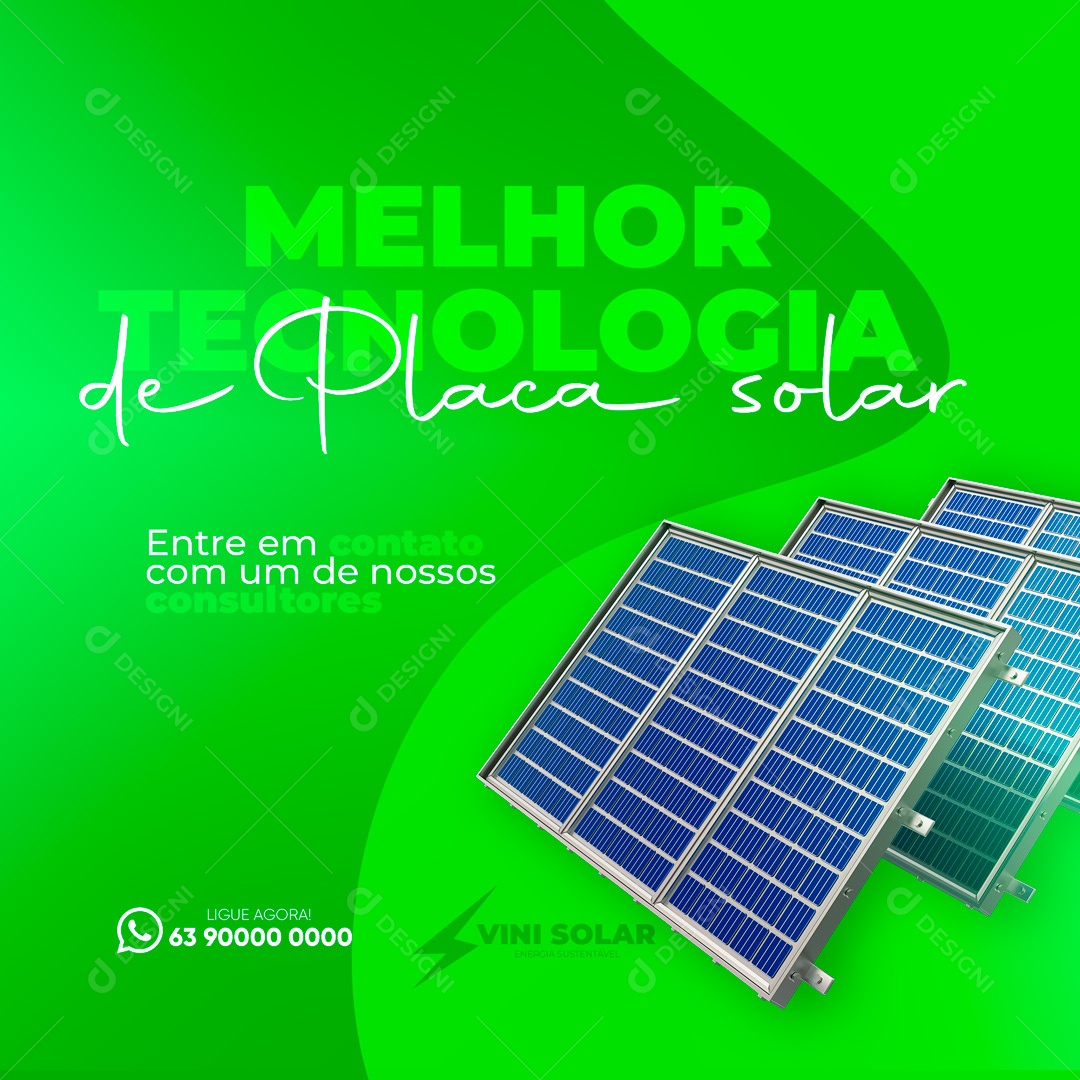 Social Media Melhor Tecnoloiga de Placa Solar Energia Solar PSD Editável