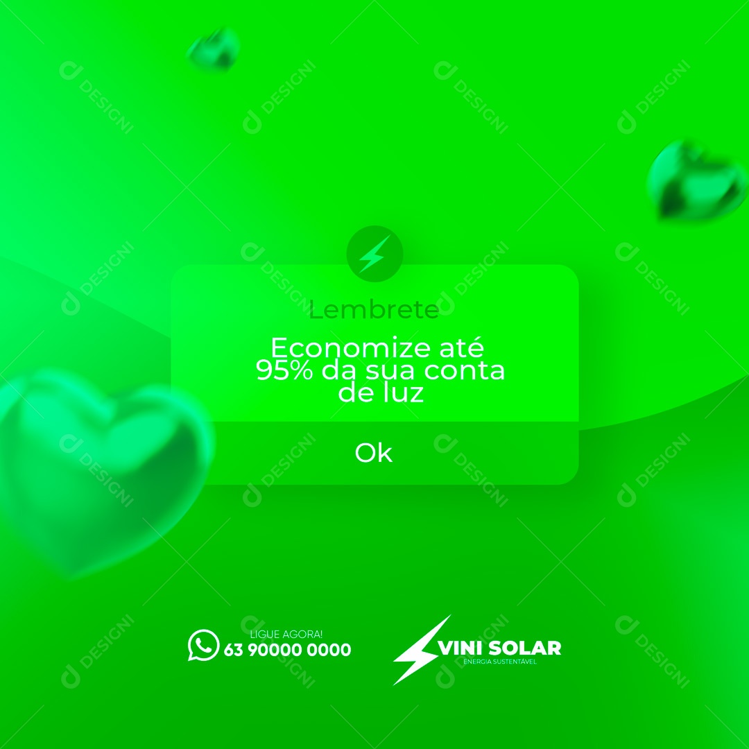 Social Media Lembrete Energia Solar Energia Sustetável PSD Editável