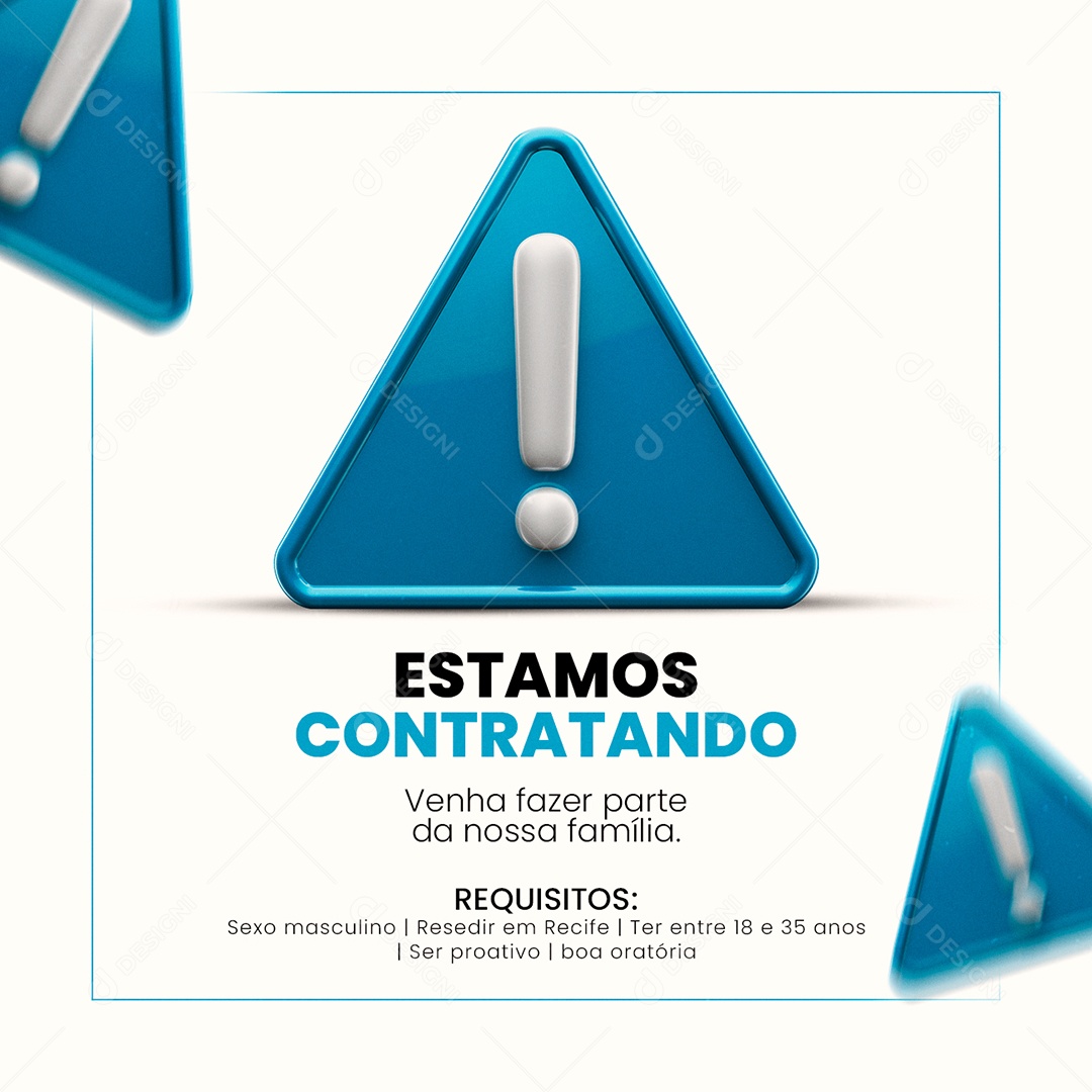 Estamos Contratando venha fazer parte da nossa Família Social Media PSD Editável