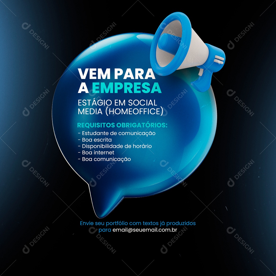 Vem para a Empresa Estágio Home Office Social Media PSD Editável