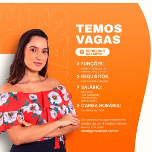 Temos Vagas de Empregos Vendedor Externo Social Media PSD Editável