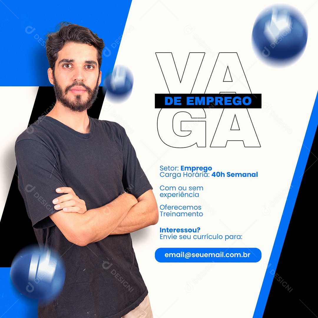 Estamos Contratando Vagas de Emprego Social Media PSD Editável