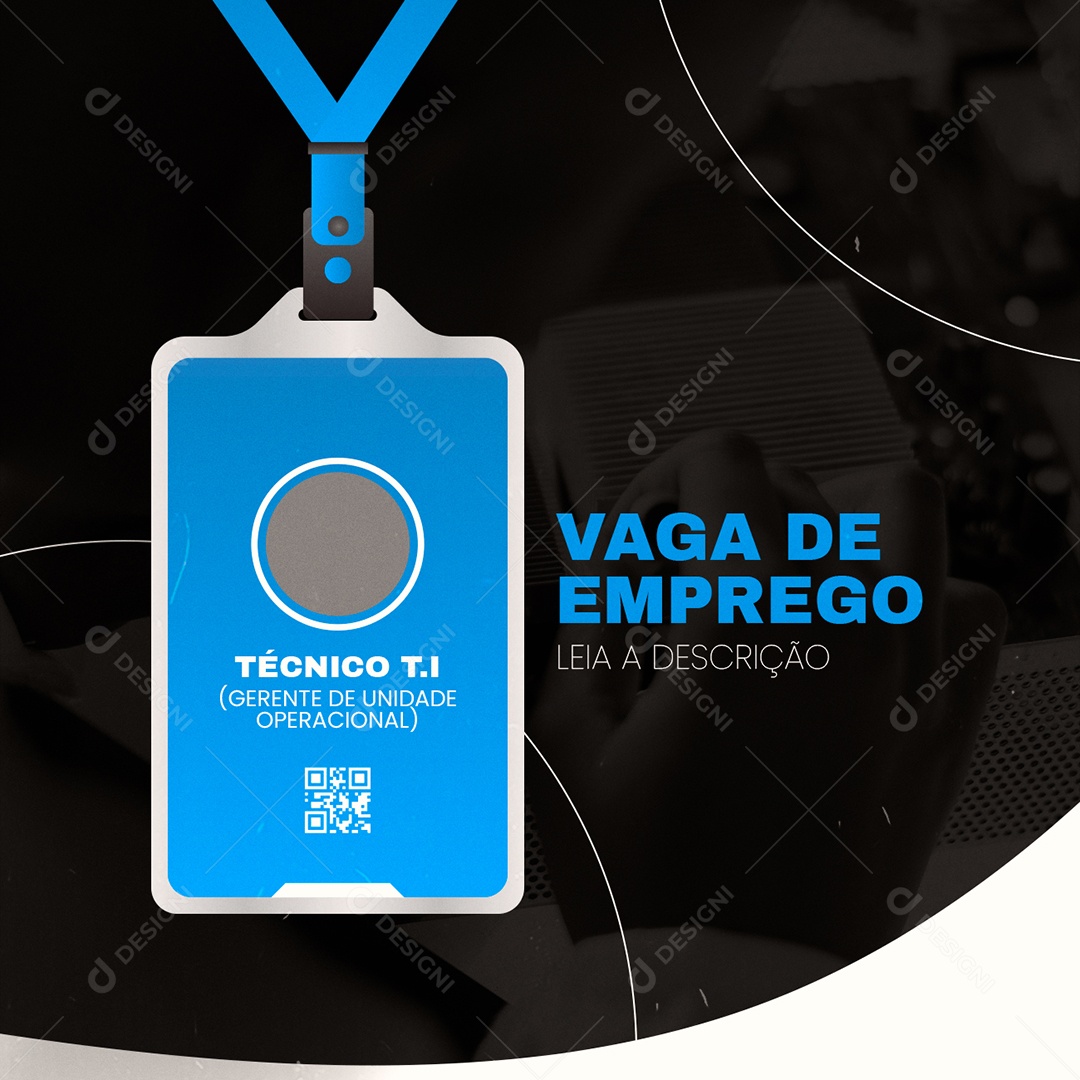 Vaga de Emprego Técnico T.I Social Media PSD Editável