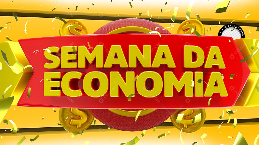 Semana da Economia Selo 3D para Composição PSD
